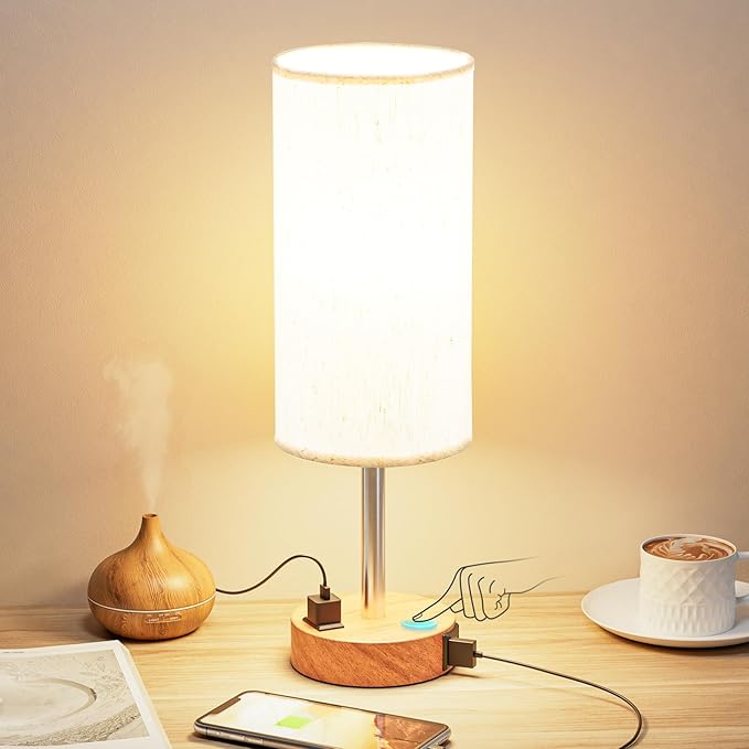 Fenmzee Bedside Table Lamp for Bedroom - 3 Way Dimmable Touch Lamp